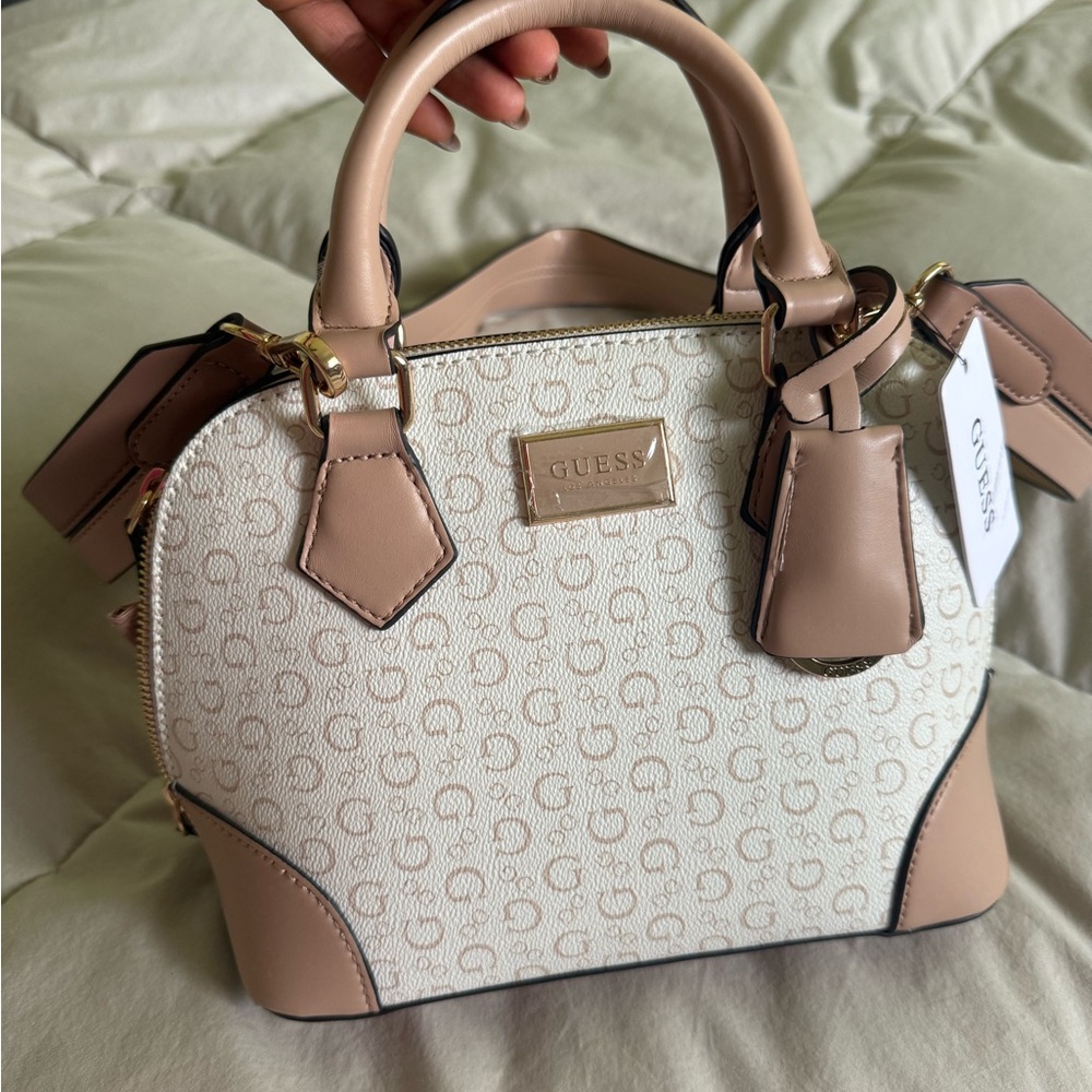 GUESS Beige and Tan Satchel